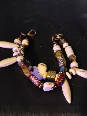 Handmade Ivory and Multicolor Beaded Bracelet - Unbranded
